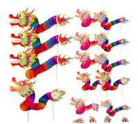 Dragon du Nouvel an Chinois 12pcs 4 Styles 3D Paper Dragon Puppet DIY STRAPTABLE NOUVERNES Crafts for Kids Spring Festival Party