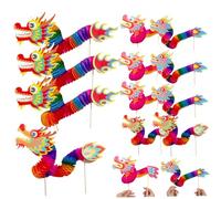 Dragon du Nouvel An Chinois 12PCS 4 Styles Marionnette Dragon en Papier 3D DIY Artisanat du Nouvel An Extensible pour Enfants Fête Festival de Printemps Artisanat des Années Chinoises pour Le