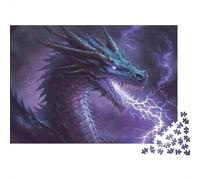Dragon Éclair Puzzle 1000 Pièces Papier pour Adultes Orage Nocturne Jeu de Puzzle 1000 Pièces Relaxation Décor 70x50cm/1000pcs