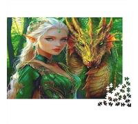 Dragon Elfe 1000 pièces Puzzle Monde Fantastique Carton Premium pour Collectionneurs de Puzzle Jeux de Fête 52x38cm