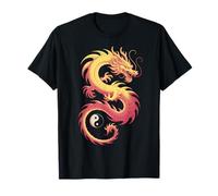 Dragon en Mouvement Yin Yang Philosophie Particule Gradient Loong T-Shirt