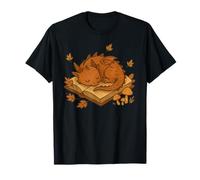 Dragon endormi sur Un Livre avec des Feuilles d'automne Fantasy T-Shirt