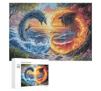Dragon et Phoenix Face au Lever du Soleil Puzzle 300 Pièces pour Adultes Jeu Logique Stimulation du Cerveau Cadeau pour Toutes Occasions 300 PCS