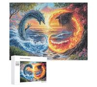 Dragon et Phoenix Face au Lever du Soleil Puzzle 500 Pièces pour Couples Moment De Détente Coordination Mentale Cadeau pour Pendaison De Crémaillère 500 PCS
