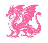 dragon et silhouettes Stickers muraux 54.6x56.8cm Fourni avec un kit de film de transfert Rose