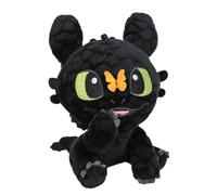 Dragon facile - Dragon de nuit noir inspiré par les dents - Doudou et peluche - Différents modèles et tailles - Peluche douce pour enfants et fans (papillon 18 cm)
