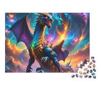 Dragon Fantastique Puzzle 1000 Pièces Papier Jeu de Puzzle 1000 Pièces Ciel Coloré Décoration Détente Cahier Cadeau 38x26cm/1000pcs