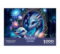 Dragon Fantastique Puzzle 1000 Pièces Puzzle pour Adultes Papier Fleurs Nocturnes Déco Détente Cadeau 52x38cm/1000pcs