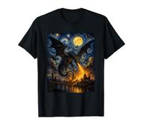 Dragon Fantasy Van Gogh Nuit étoilée Dramatique Art Magique T-Shirt