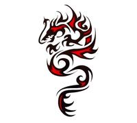 Dragon faux tatouages pour hommes femmes géométrique loup tatouage autocollant feu vert serpent feuilles de tatouage corps bras main tatouage autocollant (19 * 12 cm)(007)
