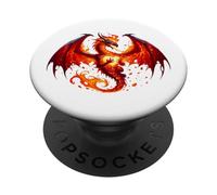 Dragon Feu Dragon Créatures mythiques Animaux héralis mythes légendaires PopSockets PopGrip Adhésif