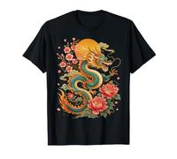 Dragon Floral céleste Art Fantaisie Lune créature Mythique T-Shirt