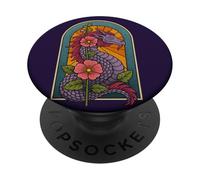 Dragon Floral Fantaisie créature avec Fleurs PopSockets PopGrip Adhésif