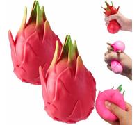 Dragon Fruit Squishy Slow Rising Stress Relief Toy, Soft Fruit Squishy Squeeze Toy, Realistic Dragon Fruit Fidget Toy for Desk Decoration, Stress Relief & Sensory Fun for Adults (2PCS)