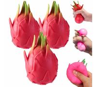 Dragon Fruit Squishy Slow Rising Stress Relief Toy, Soft Fruit Squishy Squeeze Toy, Realistic Dragon Fruit Fidget Toy for Desk Decoration, Stress Relief & Sensory Fun for Adults (3PCS)