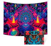 Dragon Fungi Tapisserie Décorative Murale Lumière Noire UV Tapisserie Mandala Tapisseries Murales Lumière UV Gamer Décoration Murale Salon 100% Polyester 150x200cm