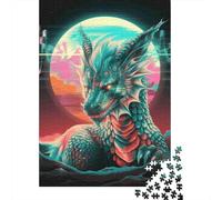Dragon Futuriste Puzzle 1000 Pièces pour Adultes Papier de Qualité Lune de Nuit Jeu de Puzzle 1000 Pièces Décor Maison Cadeau 52x38cm/1000pcs