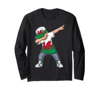 Dragon Gallois Dab Pose Jeunesse Pays de Galles Fan Manche Longue