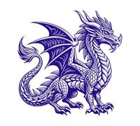 dragon gardien féroce Stickers gravés 67.2x67.5cm Ne se décolle pas Bleu foncé