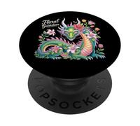 Dragon Gardien Floral avec Roses et lys Fantasy Art De PopSockets PopGrip Adhésif