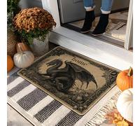 Dragon Home Paillasson fantaisie noir pour décoration extérieure et intérieure en automne, caoutchouc imperméable, antidérapant, absorbant la poussière, facile à nettoyer, 73,6 x 43,2 cm