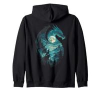 Dragon Hurlant à la Lune Vintage des années 90 Sweat à Capuche