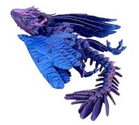 Dragon imprimé 3D avec ailes, dragon Wyvern à plumes avec mini bonus en bonus, bureau entièrement articulé à collectionner (rouge bleu)