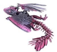Dragon imprimé 3D avec ailes, dragon Wyvern à plumes avec mini bonus en bonus, collection de bureau entièrement articulée (noir rouge)