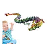 Dragon imprimé 3D - Figurine de reptile articulé, modèle fantastique pliable | Sculpture de créature mobile colorée, objet de collection mythique articulé pour décoration de bureau, décoration