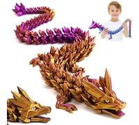 Dragon imprimé 3D, jouet avec yeux, figurines de dragon mystérieuses et réalistes, articulations éternelles, décoration de bureau, jouet de bureau (dragon dégradé de couleurs mystérieux)