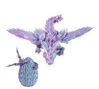 Dragon imprimé dans l'œuf - Jouet de dragon articulé - Figurine fantaisie détaillée - Pièces mobiles - Glissant dans un œuf texturé - Pour et filles - Temps de jeu créatif pour dragon