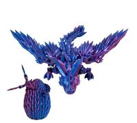 Dragon imprimé en 3D dans l'œuf - Modèle de jeune animal mobile, jouet créature fantastique, représentation de coquillages flexible, design d'échelle créatif, figurine mythique à long tail, plaisir de