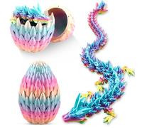 Dragon Imprimé en 3D dans Un Œuf, Dragon Imprimé 3D | Dragon de Cristal Articulé avec Œuf de DragonN, Convient pour les Voitures (Bonbon Arc-en-ciel)
