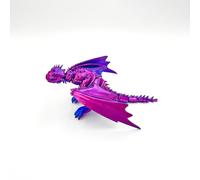 Dragon Imprimé en 3D Impressions 3D Dragon avec Ailes Articulé pour Soulagement du Stress Décoration de Bureau Maison Décompression Jouets de Bureau-Red Blue