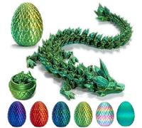Dragon imprimé en 3D - Œufs de dragon réalistes dans l'œuf articulé - Entièrement mobile - En cristal - Avec œuf de dragon - Jouet à presser pour enfants et adultes - Pour la maison, le bureau