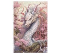 Dragon Japonais Cerise Puzzles De 1000 Pièces, Puzzle pour Adultes en Bois, Jeu D'adresse Toute La Famille, 78×53cm