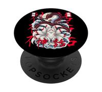 Dragon Japonais Kitsune Mythe du Renard à Neuf queues Art de PopSockets PopGrip Adhésif