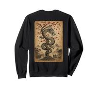 Dragon Japonais Vintage avec Cerisier en Fleurs d'arbre en Bois Sweatshirt