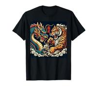 Dragon japonais vintage combat tigre folklore asiatique hommes T-Shirt