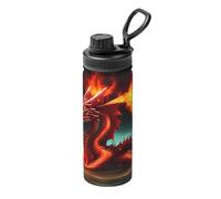Dragon King in Fire Bouilloire isotherme de sport 532 ml - Bouteille d'eau pour boissons chaudes et froides, parfaite pour les voyages, la randonnée, le camping