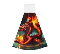 Dragon King in Fire - Lingettes absorbantes en velours corail pour cuisine, salle de bain, voiture, camping - Usage domestique