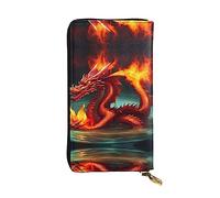 Dragon King in Fire Portefeuille long en cuir tendance pour filles et femmes avec plusieurs compartiments, noir, taille unique, Noir , Taille unique