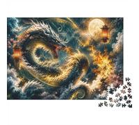 Dragon Lanterne Lune Puzzle, 1000 Pièces Jeu Intérieur Adulte | 70x50cm Carton, Exercice Mental, Assemblage Précis, Amateurs D'art, Réduction Du Stress