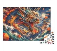 Dragon Lanterne Vague 1000 Pièces Mini Puzzle pour Adolescents Relaxant | 38x26cm Carton Décor De Chambre Finition Lisse Cadeau D'anniversaire Détente