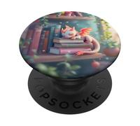 Dragon Librarian Bookish Book Lading Alover Dragon Readers PopSockets PopGrip Adhésif