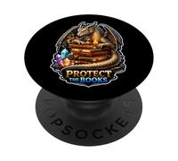 Dragon Library Guardian Garde Les Histoires en sécurité PopSockets PopGrip Adhésif