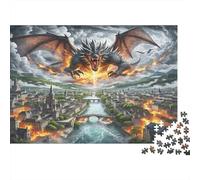 Dragon Magique Casse-tête 1000 Pièces sans Poussière, Puzzles pour Adultes Dragon de feujeu De Patience pour Une Activité Jour De Pluie, Cadeau De Retraite 38x26cm/1000pcs