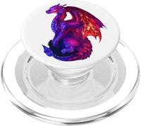Dragon majestueux dans des Teintes Vives de Violet et Rouge Fantasy Art PopSockets PopGrip pour MagSafe
