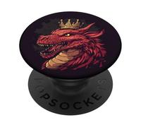 Dragon Majesty avec couronne pour les amateurs de mythes PopSockets PopGrip Adhésif