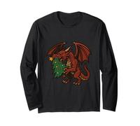 Dragon Mangeant Un Sapin de Noël - Anti-Noël Amusant Manche Longue
